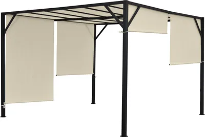 Produktbild von Pergola Baia, Garten Pavillon Terrassenüberdachung, stabiles 6cm-Stahl-Gestell + Schiebedach  4x3m