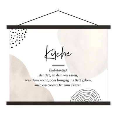 Produktbild von MuchoWow® Textilposter Küche - Sprichwörter - Zitate - Wörterbuch - Definition Küche 150x113 cm mit schwarzem Rahmen - Wohnzimmer