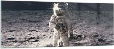 Produktbild von Bilder auf glas - Einteilig - Mond Erde Astronaut - 140x50cm - Glasbilder - Wandbilder - Bilder - zum Aufhängen bereit - Wanddekoration aus Glas - Glas Bilder - Wandbild auf Glas - GAB140x50-4882