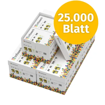 Immagine prodotto di Infowerk Carta per stampanti Carta per copie 25000 fogli 50 x 500 A4 80g bianco premium PEFC