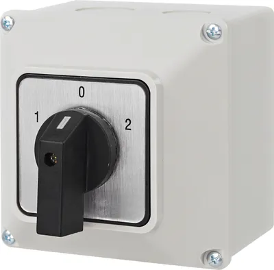 Produktbild von Nockenschalter Drehschalter Wendeschalter Wahlschalter mit Gehäuse IP65 1-0-2 On-Off-On 3-polig 3-Phasen 32A