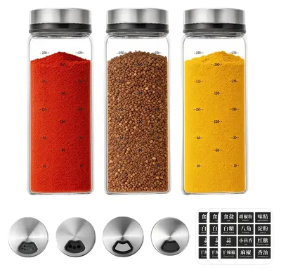 Productafbeelding van Set van 3 Gewürzglazen met Draaideksel, 300ml, van Borosilicaatglas en RVS