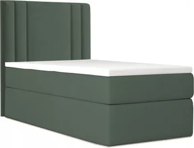 Produktbild von Bett , Boxspringbett , Continentalbett RALI MINI mit Bonell Matratze , Einzelbett mit Container , H3 ( 90x200 cm , Grün - Itaka 10 , Ohne Topper )