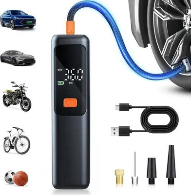 Zdjęcie produktu dla Elektryczna pompka do rowerów - 2000 mAh - idealna w podróży - do rowerów, samochodów, motocykli, piłek i materacy powietrznych