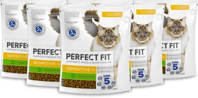 Produktbild von Perfect Fit Sensitive (1+) - Trockenfutter für ausgewachsene Katzen mit Pute 750 g (6er-Pack)