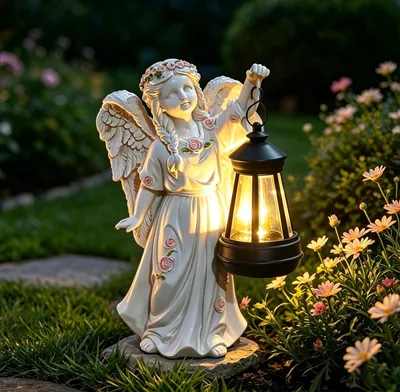Solar-Tuinengel mit LED-Laterne, wetterfest, 23x12,5x9 cm