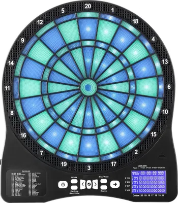 Immagine prodotto di Bersaglio elettronico per freccette, bersaglio illuminato a LED con 48 giochi e oltre 500 varianti, include 6 aste per freccette con alette e 50 punte morbide, schermo LCD per il punteggio del cricket - Supporta fino a 8 giocatori