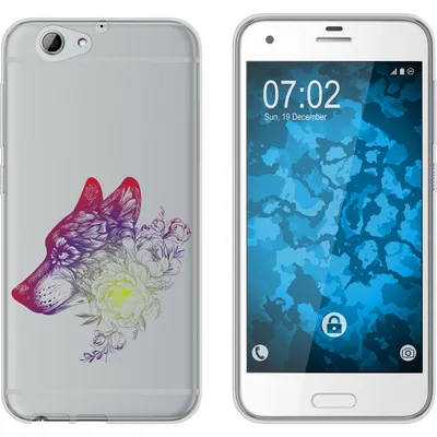 Produktbild von PhoneNatic Case kompatibel mit HTC One A9s Silikon-Hülle Floral Wolf M3-5