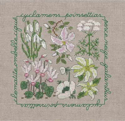 Immagine prodotto di Set per punto croce "Fiori bianchi", schema contato, 13x14 cm
