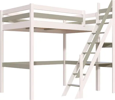 Produktbild von Hochbett holz Sylvia 120x200 mit Müllertreppe - Weiß/Mokka