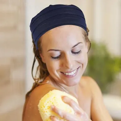 Image de Bonnet de nuit élastique en coton et lin pour femmes, adapté aux cheveux longs et courts