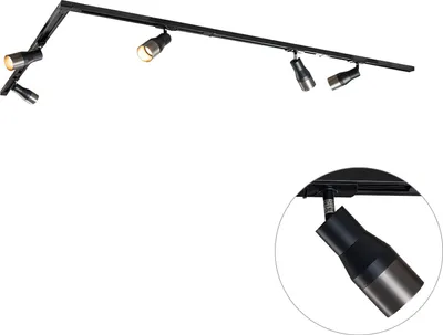 Produktbild von QAZQA - Modern Modernes Schienensystem I Spotlight I Deckenspot I Deckenstrahler I Strahler mit 5-flammig Spot I Spotlight I Deckenspot I Deckenstrahler I Strahler I Lampe I Leuchtes in Gunmetal - Ico