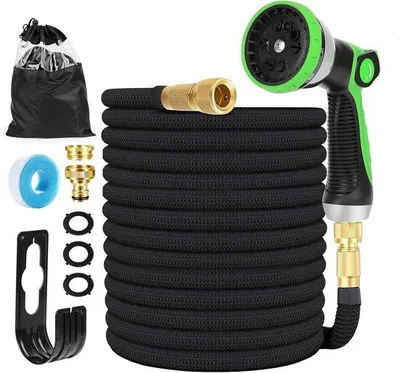Image de Tuyau d'arrosage flexible - 7,5 m - vert - idéal pour le jardinage