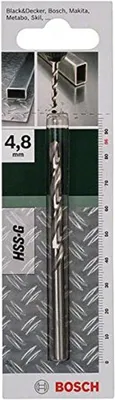 Produktbild von Bosch 2609255044, Bohrer, Spiralbohrer-Bit, Drehung der rechten Hand, 4,8 mm, 86 mm, Legierter Stahl, Eisenguss, Hartplastik, Eisen, Unlegierter Stahl, Nicht-eisenhaltiges Metall