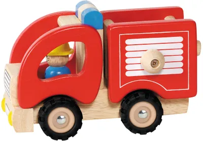 Produktbild von Goki Feuerwehr Holzspielzeug - robustes Holzfahrzeug für Kinder