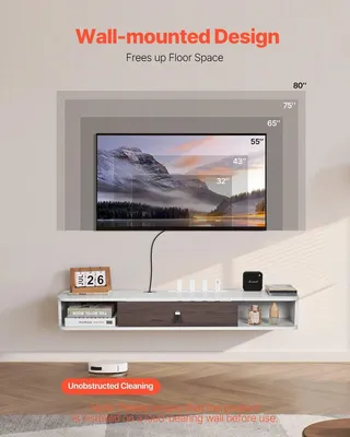 Immagine prodotto di Mobile TV sospeso da 47 pollici con vano per cavi, colore bianco