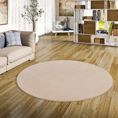 Produktbild von Hochflor Luxus Velours Teppich Touch Natur Rund, Größe:100 cm Rund