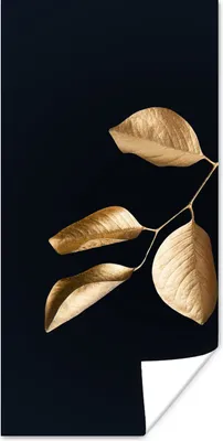 Produktbild von MuchoWow® Poster Blätter - Zweig - Gold - Luxus 60x120 cm - Wandschmuck