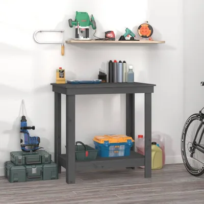 Obrázok produktu pre Nábytok pracovný stôl sivý 80x50x80 cm masív borovica - Pracovné stoly 822498