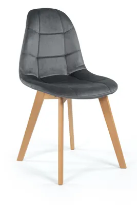 Produktbild von NEW HOME Stuhl VEGAS Esszimmerstuhl im skandinavischen Stil - grau - moderne Samt Velours Möbel