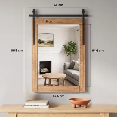 Produktbild von HOMCOM Wandspiegel 86,5 x 61 cm Rechteckig Dekorativer Spiegel Hellbraun