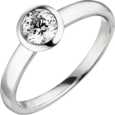 Produktbild von Solitär Ring aus 585 Gold Weißgold Diamant Brillant 0,50 ct. W-SI Zargenfassung Innenumfang 58mm  Ø18.5mm