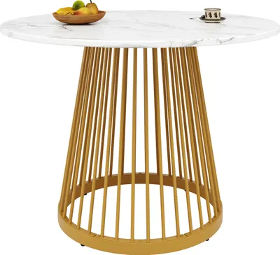 Produktbild von Runder Esstisch (80×80×76cm), Küchentisch,, Runder Kaffeetisch für 4,geeignet für Esszimmer, Wohnzimmer,Tischbeine aus Metall