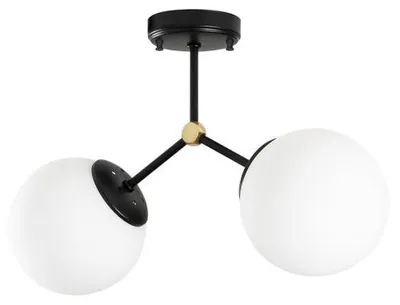 Image de Plafonnier Luminaire en métal noir et blanc 44 x 15 x 28 cm 2 lumières E27 40 W IP20