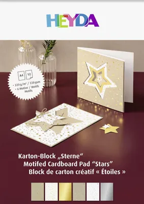 Image de Heyda 2047128 Bloc de carton "étoiles", A4, 12 feuilles