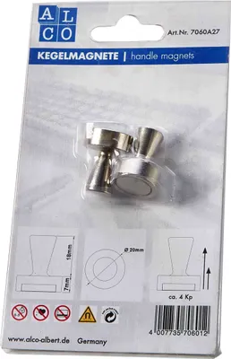 Produktbild von Alco Kegelmagnet 25mm Ø 20mm silber 2 Stück