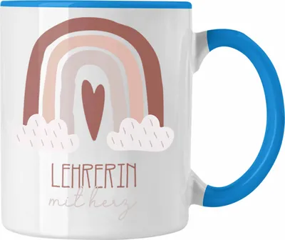 Produktbild von Trendation - Lehrerin Tasse Geschenk Danke Kaffeetassse Geschenkidee für Klassenlehrerin mit Herz Spruch (Blau)
