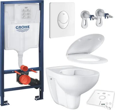 Produktbild von Grohe Set Rapid SL Vorwandelement, Skate Air Betätigungsplatte, Wandwinkel, Bau-Keramik Wand-WC und WC-Sitz