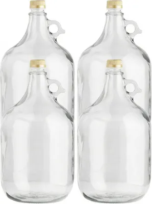 Produktbild von lilawelt24 4 x 5L Glasballon (Gallone) mit Rundgriff & Schraubverschluss – Glasflasche für Wein, Gärung & Saft