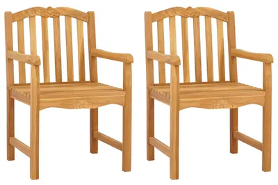 Produktbild von vidaXL Handgeschnitzter Rosenstuhl 2 stk. Natur Massivholz Teak
