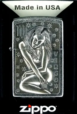 Obrázok produktu pre Zapa?ova? Zippo Virgo znamenie zverokruhu Panna chrómová plaketa kov vetruodolný dar?eková škatu?ka