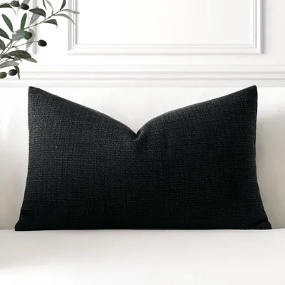 Obrázek produktu pro Pohovka, potah na polštář, 40x60 cm, černá barva, vzhled lnu, 1 kus