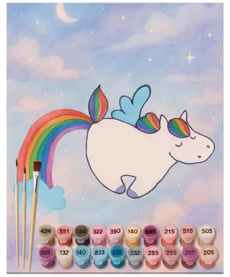 Produktbild von Mr. & Mrs. Panda Malen nach Zahlen Einhorn Fliegendes Pferd Design 40 x 50 cm Ohne Rahmen - Weiß - Geschenk, Realität, Zahlenbild, Glitzer, Bild, diy set, Regenbogen, mit