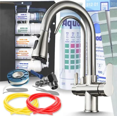 Produktbild von Ari Nordic 3-Wege Küchenarmatur INOX Ausziehbar mit 5-Stufen Wasserfiltersystem Untertisch Trinkwasserfilter