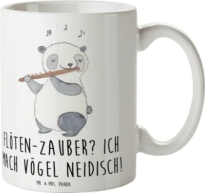 Produktbild von Mr. & Mrs. Panda Kaffeetasse Flöte Zauber - Weiß - Geschenk, Trinkbecher, Lernen, Kaffeebecher, Tasse, Melodie, Instrument, Musiker, Windinstrument, Vögel, Kaffeepott