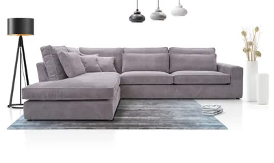 Produktbild von AX LIVING Cord Eckcouch Celleri XXL Couch L Form in Grau 314 cm L