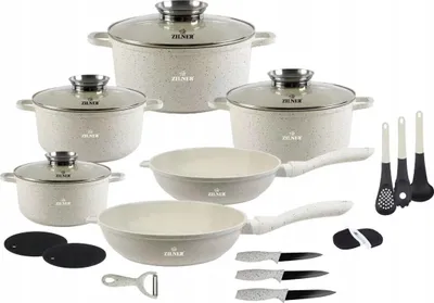 Produktbild von Zilner 21-teiliges Topfset, beige, antihaftbeschichtet, Küchenzubehör ZL8575