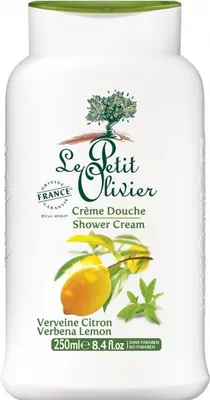 Produktbild von Le Petit Olivier Duschcreme, 250ml, Eisenkraut und Zitrone, ohne Parabene, Farbstoffe und Phenoxyethanol, dermatologisch getestet, pH-neutral, mit natürlichem Fruchtextrakt, reinigt sanft und erfrischt, hergestellt in Frankreich