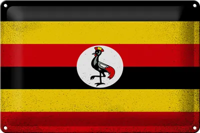 Produktbild von Blechschild Flagge Uganda 30x20cm Flag of Uganda Vintage