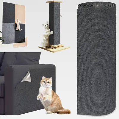 Produktbild von Katze Kratzmatte Selbstklebend 300cmx40cm, Kratzbretter Kratzschutz für Sofa, Trimmbare DIY Kratzbrett für Katze Bäume Wand Möbel und Couch Schutz (Dunkelgrau)