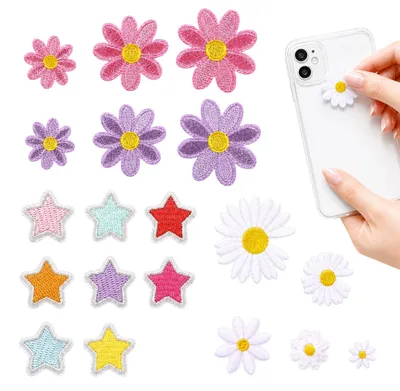 19 bunte Gänseblümchen-Aufnäher, 2–4 cm, für Kleider, Jeans & Rucksäcke