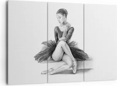 Produktbild von Bild auf Leinwand - Leinwandbild - 3 Teile - Ballerina Zeichnung Bleistift - 165x110cm - Wand Bild - Wanddeko - Wandbilder - Leinwanddruck - Bilder - Wanddekoration - Leinwand bilder - CE165x110-4496