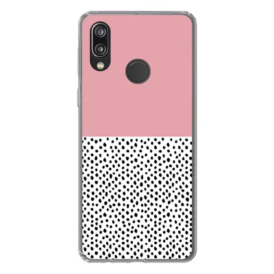 Produktbild von MuchoWow® Handyhülle Schutzhülle Hülle für Huawei P20 Lite (2020) Polka dots - Schwarz - Rosa Silikon Softcase Handy Hülle - Kartenhalter