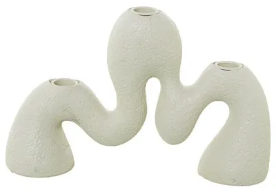 Produktbild von DRW Tischkerzenhalter für 3 Kerzen, Kunstharz, weiß, 28 x 17 x 7,5 cm