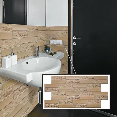 Produktbild von 3D-Wandpaneele PVC | Ziegeloptik | Verkleidungsziegel - 1 Platte - 0.5 m² | Für Wohnzimmer, Küche & Bad | Einfache DIY-Montage