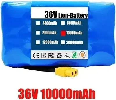 Immagine prodotto di Batteria agli ioni di litio da 36 V - Pacco batteria 10s2p - 10 Ah / 10 000 mAh - Ricaricabile - Per monopattini elettrici, hoverboard e monocicli - Solo batteria